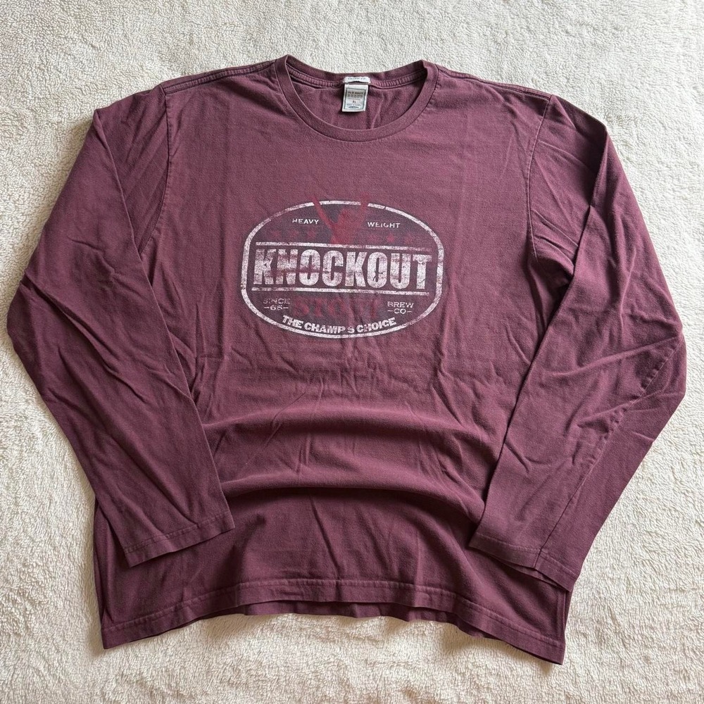Old Navy Knockout Stout Graphic Long Sleeve Maroon Mens XL